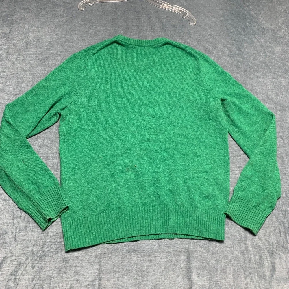 Banana Republic Sweater Mens Medium Green Tight Knit Ribbed Trim Long Sleeve